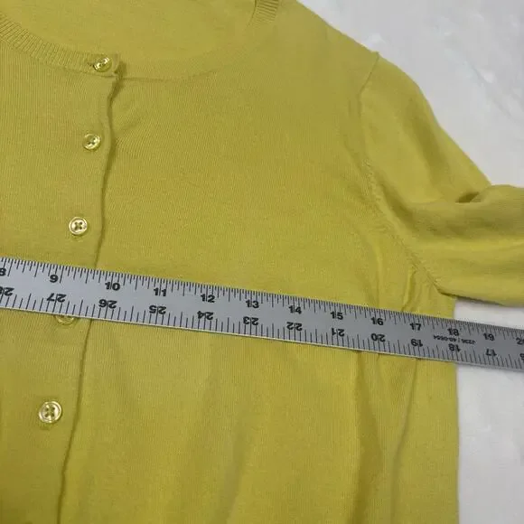 Boden Yellow Floral Applique Cardigan Cotton Sweater US 12 Spring Embellished - Picture 9 of 12